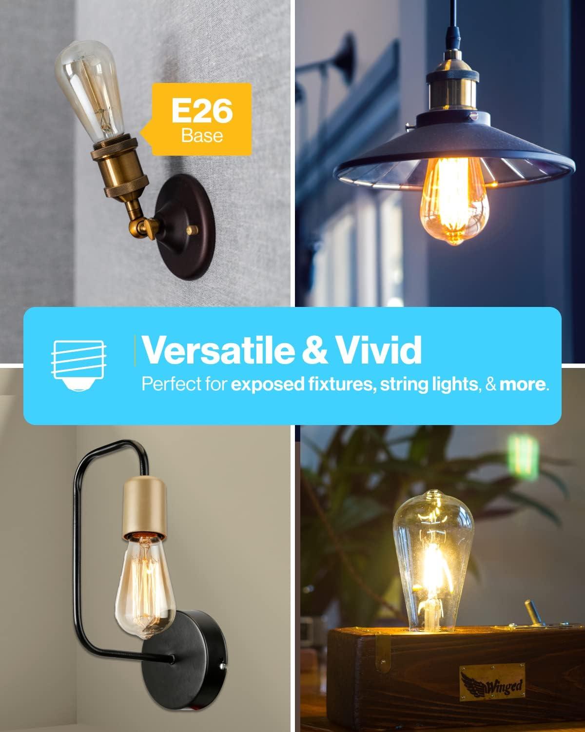 image:imageSunco 6 Pack Edison Bulbs LED ST64 Clear Vintage Filament Waterproof Bulb 800 LM 85W 60W Equivalent ST19 3000K Warm White E26 Medium Base Decorative Dimmable UL4000k Cool White