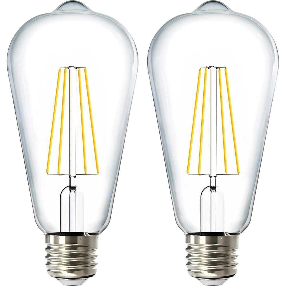 image:imageSunco 6 Pack Edison Bulbs LED ST64 Clear Vintage Filament Waterproof Bulb 800 LM 85W 60W Equivalent ST19 3000K Warm White E26 Medium Base Decorative Dimmable UL3000k Warm White
