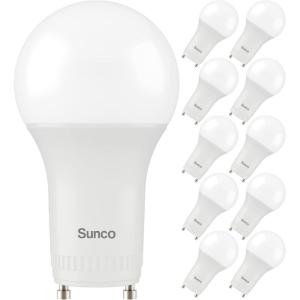 image:imageSunco 10 Pack GU24 LED Bulb A19 2 Prong Light Bulbs 800 LM 9W 60W Equivalent 4000K Cool White Dimmable Twist amp Lock GU24 Pin Base CRI91 Instant On ULWhite 6k