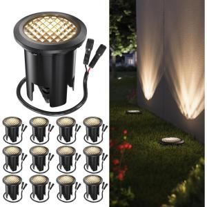 image:imageSunco 12 Pack Low Voltage InGround LED Outdoor Lights Landscape Well Lighting for Yard Garden Walkway 3W 200 LM 3000K Warm White IP67 Rated 50000 Lifetime Hours ETL