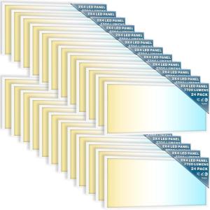 image:imageSunco 24 Pack 2x4 LED Flat Panel Light Drop Ceiling Office Fixture 7700 LM Selectable Features 40W50W60W 4000K5000K6000K Dimmable 010V Dustproof ETL2x4 24 Pack