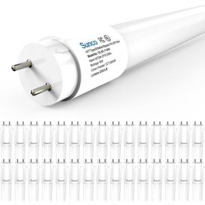 image:imageSunco 30 Pack 2ft LED T8 Clear Glass Tube for Indoor Replacement Fluorescent Commercial Office Hallway Warehouse Type B 10W 1200 Lumens 5000K Daylight NonDimmable 100277V 50000 Hour Lifetime5000k Frosted