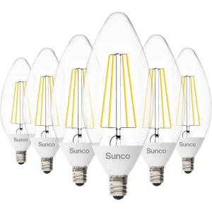 image:imageSunco 6 Pack Dusk to Dawn LED Outdoor Light Bulb B11 Edison Filament Candelabra Bulbs for Porch Lighting 500 LM 5W 40W Equivalent 3000K Warm White E12 Base Photocell Sensor ULWhite 3k