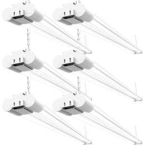 image:imageSunco 6 Pack LED Shop Lights for Workshop 4FT Linkable Garage Lighting 4500 LM 40W 150W Equivalent 6000K Daylight Deluxe Surface  Suspension Mount 48 Inch Integrated Fixture White1 Pack of 6