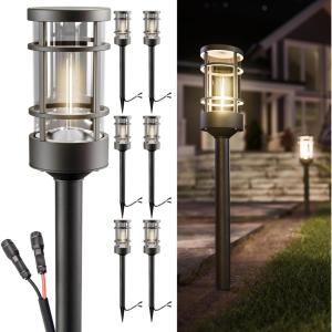 image:imageSunco 6 Pack Low Voltage Garden Pathway Lights LED Landscape Pathway Lighting 15W 50 LM 3000K Warm White Wet Rated for Garden Pathway Walkway Clear Glass Design with Connectors ETL