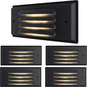 image:imageSunco Lighting 4 Pack Outdoor Step Lights LED 1224V Low Voltage Deck Lighting for Patio 200 LM 3000K Warm White 5W IP65 Rated Waterproof AluminumPlastic Housing Bronze  FCC RoHS ETL