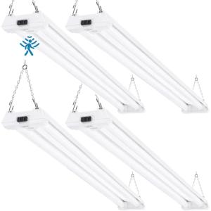 image:imageSunco Motion Sensor 4ft LED Shop Light Garage Lights Ceiling LED Plug in Fixtures 40W 5000K Daylight Frosted Motion Activated Linkable Suspension Mount ETL 4 Pack