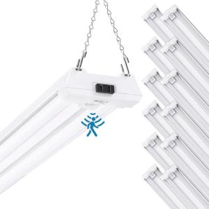 image:imageSunco Motion Sensor 4ft LED Shop Light Garage Lights Ceiling LED Plugin Fixtures 40W 5000K Daylight 4300 Lumens Frosted Motion Activated Linkable Suspension Mount ETL 2 Pack12 Pack