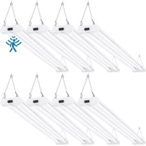 image:imageSunco Motion Sensor 4ft LED Shop Light Garage Lights Ceiling LED Plugin Fixtures 40W 5000K Daylight 4300 Lumens Frosted Motion Activated Linkable Suspension Mount ETL 2 Pack8 Pack