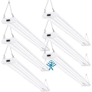 image:imageSunco Motion Sensor 4ft LED Shop Light Garage Lights Ceiling LED Plugin Fixtures 40W 5000K Daylight 4300 Lumens Frosted Motion Activated Linkable Suspension Mount ETL 2 Pack6 Pack