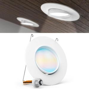 image:imageSunco 56 Inch LED Can Lights Retrofit Recessed Lighting Gimbal Downlight Adjustable 800 LM 12W60W Selectable CCT 2700K3000K3500K4000K5000K Dimmable Damp Rated ULWhite