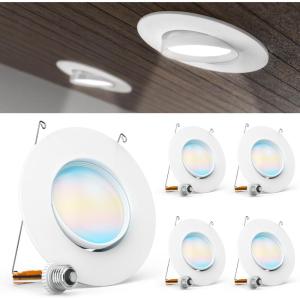 image:imageSunco 56 Inch LED Can Lights Retrofit Recessed Lighting Gimbal Downlight Adjustable 800 LM 12W60W Selectable CCT 2700K3000K3500K4000K5000K Dimmable Damp Rated UL 4 PackWhite