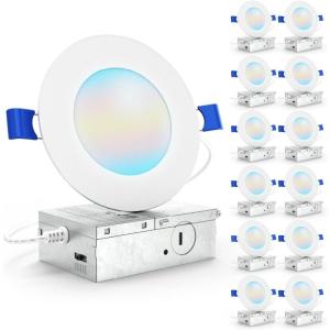 image:imageSunco 12 Pack 6 Inch LED Recessed Light Canless Ceiling Lights Slim with Junction Box 1200 LM 14W 100W Equivalent Selectable CCT 2700K3000K4000K5000K6000K Dimmable Wafer Thin ETL4 Inch