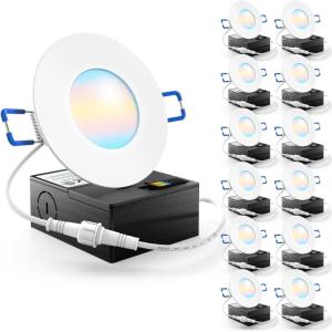 image:imageSunco 12 Pack 6 Inch LED Recessed Light Canless Ceiling Lights Slim with Junction Box 1200 LM 14W 100W Equivalent Selectable CCT 2700K3000K4000K5000K6000K Dimmable Wafer Thin ETL3 Inch