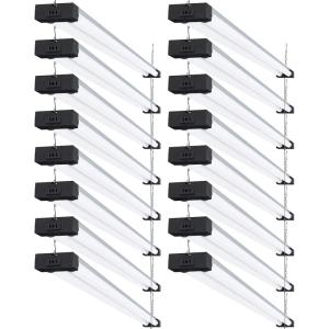image:imageSunco 16 Pack 40W260W LED Shop Light for Workshop Garage 4FT Plug in Frosted Lens Linkable Utility Industrial Fixture 6000K Daylight Deluxe 4100 Lumens NonDimmable Hanging Pull Chain  ETL6000K Daylight Deluxe