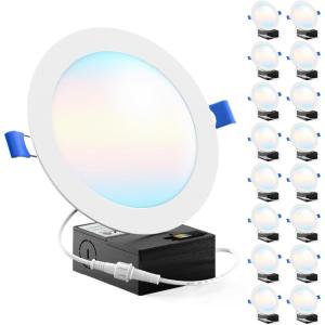 image:imageSunco 16 Pack 6 Inch Ultra Thin LED Recessed Ceiling Lights Slim Canless with Junction Box 850 LM 2700K3000K4000K5000K6000K Dimmable 14W100W Wafer Thin 50000 Lifetime Hours ETL