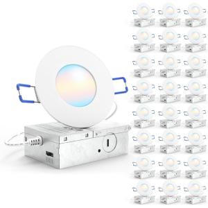 image:imageSunco 24 Pack 3 Inch Recessed LED Lights Ultra Thin Ceiling Lighting 500 LM 8W 50W Equivalent Selectable CCT 2700K3000K4000K5000K6000K Dimmable Wafer Thin Canless with Junction BoxWhite  5 CCT 2700K  3000K  4000K  5000K  6000K