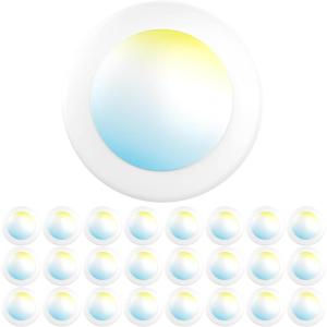 image:imageSunco 24 Pack LED Disc Lights Ceiling 6 Inch Flush Mount Disk Light Recessed Can Lighting 1050 LM 15W 75W Equivalent Selectable CCT 3000K4000K5000K6000K6500K Dimmable Damp Rated ETL5CCT White