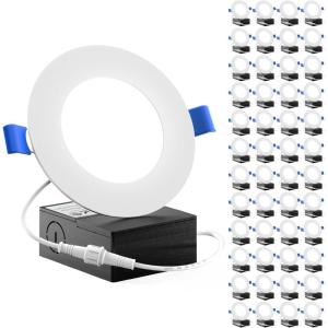 image:imageSunco 48 Pack 4 Inch LED Recessed Lights Canless Ceiling Light Slim 650 LM 10W Selectable CCT 2700K3000K4000K5000K6000K Dimmable Wafer Thin with Junction Box ETLWhite  3000K