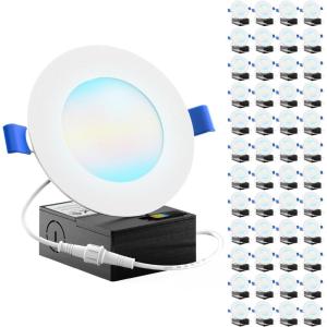 image:imageSunco 48 Pack 4 Inch LED Recessed Lights Canless Ceiling Light Slim 650 LM 10W Selectable CCT 2700K3000K4000K5000K6000K Dimmable Wafer Thin with Junction Box ETLWhite  5 CCT 27K  3K  4K  5K  6K