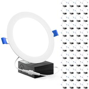 image:imageSunco 48 Pack 6 Inch LED Recessed Light Canless Ceiling Lights Slim with Junction Box 1200 LM 14W 100W Equivalent Selectable CCT 2700K3000K4000K5000K6000K Dimmable Wafer Thin ETL48 Pack