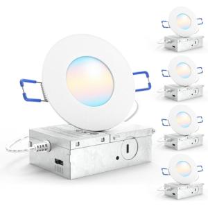 image:imageSunco 6 Inch LED Recessed Light Canless Ceiling Lights Slim with Junction Box 1200 LM 14W 100W Equivalent Selectable CCT 2700K3000K4000K5000K6000K Dimmable Wafer Thin ETL 4 Pack5 CCT in One 2700K  3000K  4000K  5000K  6000K