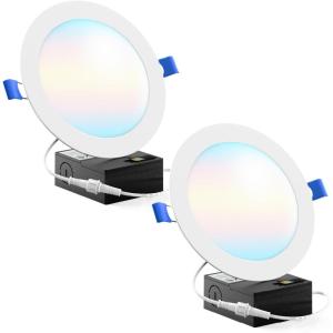 image:imageSunco 6 Inch Ultra Thin LED Recessed Ceiling Lights Slim Canless with Junction Box 850 LM 2700K3000K4000K5000K6000K Dimmable 14W100W Wafer Thin 50000 Lifetime Hours ETL 2 Pack