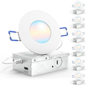 image:imageSunco 6 Pack 3 Inch Recessed LED Lights Ultra Thin Ceiling Lighting 500 LM 8W 50W Equivalent Selectable 2700K3000K4000K5000K6000K Dimmable Wafer Thin Canless with Junction BoxWhite  5CCT 2700K  3000K  4000K  5000K  6000K