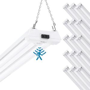 image:imageSunco Motion Sensor 4ft LED Shop Light Garage Lights Ceiling LED Plugin Fixtures 40W 5000K Daylight 4300 Lumens Frosted Motion Activated Linkable Suspension Mount ETL15 Pack