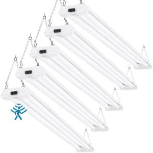 image:imageSunco Motion Sensor 4ft LED Shop Light Garage Lights Ceiling LED Plugin Fixtures 40W 5000K Daylight 4300 Lumens Frosted Motion Activated Linkable Suspension Mount ETL5 Pack