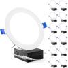 image:imageSunco 12 Pack 4 Inch LED Recessed Lights Slim Canless Ceiling Lighting 650 LM 10W 60W Equivalent 5000K Daylight Dimmable Wafer Thin Ultra Thin with Junction Box ETLWhite  5000K