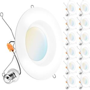 image:imageSunco 12 Pack 6 Inch LED Recessed Lights Retrofit Can Lights Smooth Trim 965 LM 13W 75W Equivalent Selectable CCT 2700K3000K3500K4000K5000K Dimmable Damp Rated UL6 Inch  5CCT 2700K  3000K  3500K  4000K  5000K