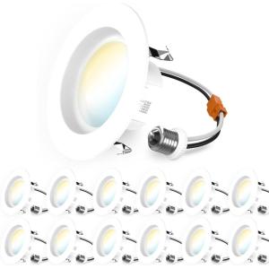 image:imageSunco 12 Pack 6 Inch LED Recessed Lights Retrofit Can Lights Smooth Trim 965 LM 13W 75W Equivalent Selectable CCT 2700K3000K3500K4000K5000K Dimmable Damp Rated UL4 Inch  5CCT 2700K  3000K  3500K  4000K  5000K