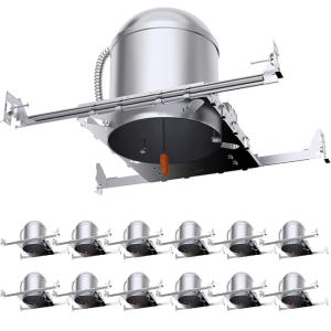 image:imageSunco 12 Pack 6 Inch Recessed Lighting Housing Can New Construction Air Tight Ceiling Cans 120277VHard Wired TP24 Connector Easy Install IC Rated UL12 Count Pack of 1