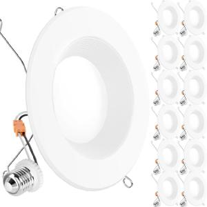 image:imageSunco 12 Pack LED Recessed Lighting 6 Inch Retrofit Can Lights 965LM 13W 100W Equivalent Selectable CCT 2700K3000K3500K4000K5000K Dimmable Baffle Trim Damp Rated UL6 Inch  2700K