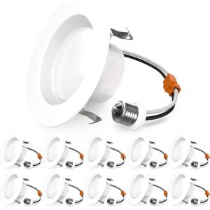 image:imageSunco 12 Pack LED Recessed Lighting 6 Inch Retrofit Can Lights 965LM 13W 100W Equivalent Selectable CCT 2700K3000K3500K4000K5000K Dimmable Baffle Trim Damp Rated UL4 Inch  6000K