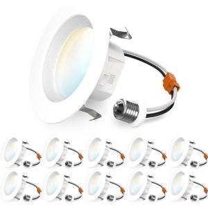 image:imageSunco 12 Pack LED Recessed Lighting 6 Inch Retrofit Can Lights 965LM 13W 100W Equivalent Selectable CCT 2700K3000K3500K4000K5000K Dimmable Baffle Trim Damp Rated UL4 Inch  5 CCT