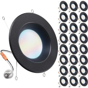 image:imageSunco 24 Pack 4 Inch LED Recessed Lights Retrofit Can Lighting 660 LM 11W 40W Equivalent Selectable CCT 2700K3000K3500K4000K5000K Dimmable Baffle Trim Replacement Conversion Kit ULBlack