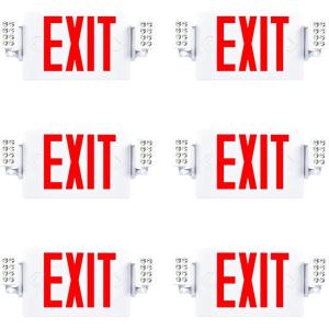 image:imageSunco 6 Pack Emergency Exit Signs With Lights With Backup Battery Red 94V0 Fire Resistant 120277V Wall Or Ceiling Mount Commercial Grade ULWhite