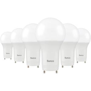 image:imageSunco 6 Pack GU24 LED Bulb A19 2 Prong Light Bulbs 800 LM 9W 60W Equivalent 5000K Daylight Dimmable Twist amp Lock GU24 Pin Base CRI91 Instant On UL5000k Daylight
