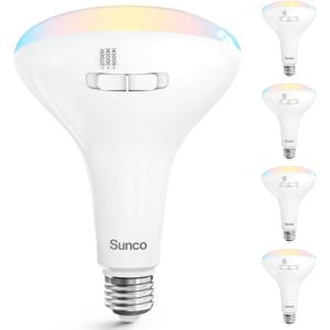 image:imageSunco BR40 LED Light Bulbs Indoor Flood Lights Recessed Can Light Bulb 1400 LM 17W 100W Equivalent 6000K Daylight Deluxe Dimmable E26 Base for Home Bedroom Kitchen UL 4 PackWhite  3 Cct in One