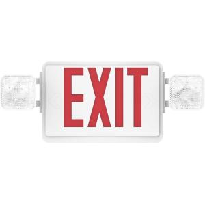 image:imageSunco Red Exit Signs With Emergency Lights Two Adjustable Square LED Lights 94V0 Fire Resistant Backup Battery 120277V Wall Or Ceiling Mount Commercial Grade Double Sided UL