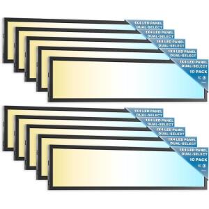 image:imageSunco 10 Pack 1x4 LED Flat Panel Light Dual Selectable CCT 3500K4000K5000K amp Selectable Wattage 30W40W46W 5700LM 010V Dimming Surface Mount Matte Black Drop Ceiling Fixture  ETL DLC