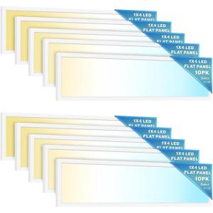 image:imageSunco 10 Pack 1x4 LED Flat Panel Light Dual Selectable CCT 3500K4000K5000K amp Selectable Wattage 30W40W46W 5700LM 010V Dimming Surface Mount Matte White Drop Ceiling Fixture  ETL DLC