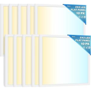 image:imageSunco 10 Pack 2x2 LED Flat Panel Light for Drop Ceiling Commercial Troffer Replacement Lighting Fixture 4400 LM 40W Selectable CCT 4000K5000K6000K Dimmable 010V Dustproof ETL