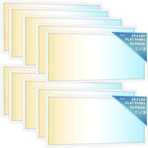 image:imageSunco 10 Pack 2x4 LED Flat Panel Light Drop Ceiling Office Shop Commercial Warehouse Fixture 6500 Lumens Selectable Features 30W40W50W 4000K5000K6000K Dimmable 010V Dustproof ETL2x4 10 Pack