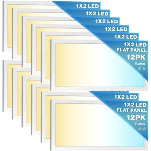 image:imageSunco 12 Pack 2x4 LED Flat Panel Light Drop Ceiling Office Fixture 7700 LM Selectable Features 40W50W60W 4000K5000K6000K Dimmable 010V Dustproof ETL1x2