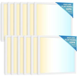 image:imageSunco 12 Pack 2x4 LED Flat Panel Light Drop Ceiling Office Fixture 7700 LM Selectable Features 40W50W60W 4000K5000K6000K Dimmable 010V Dustproof ETL2x2