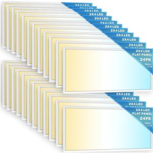 image:imageSunco 24 Pack 2x4 LED Flat Panel Light Drop Ceiling Office Shop Commercial Warehouse Fixture 6500 Lumens Selectable Features 30W40W50W 4000K5000K6000K Dimmable 010V Dustproof ETL3 CCT in One 4000K  5000K  6000K