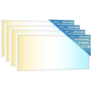 image:imageSunco 2x4 LED Flat Panel Light Drop Ceiling Office Shop Commercial Warehouse Fixture 6500 Lumens Selectable Features 30W40W50W 4000K5000K6000K Dimmable 010V Dustproof ETL 4 Pack3 CCT in One 4000K  5000K  6000K